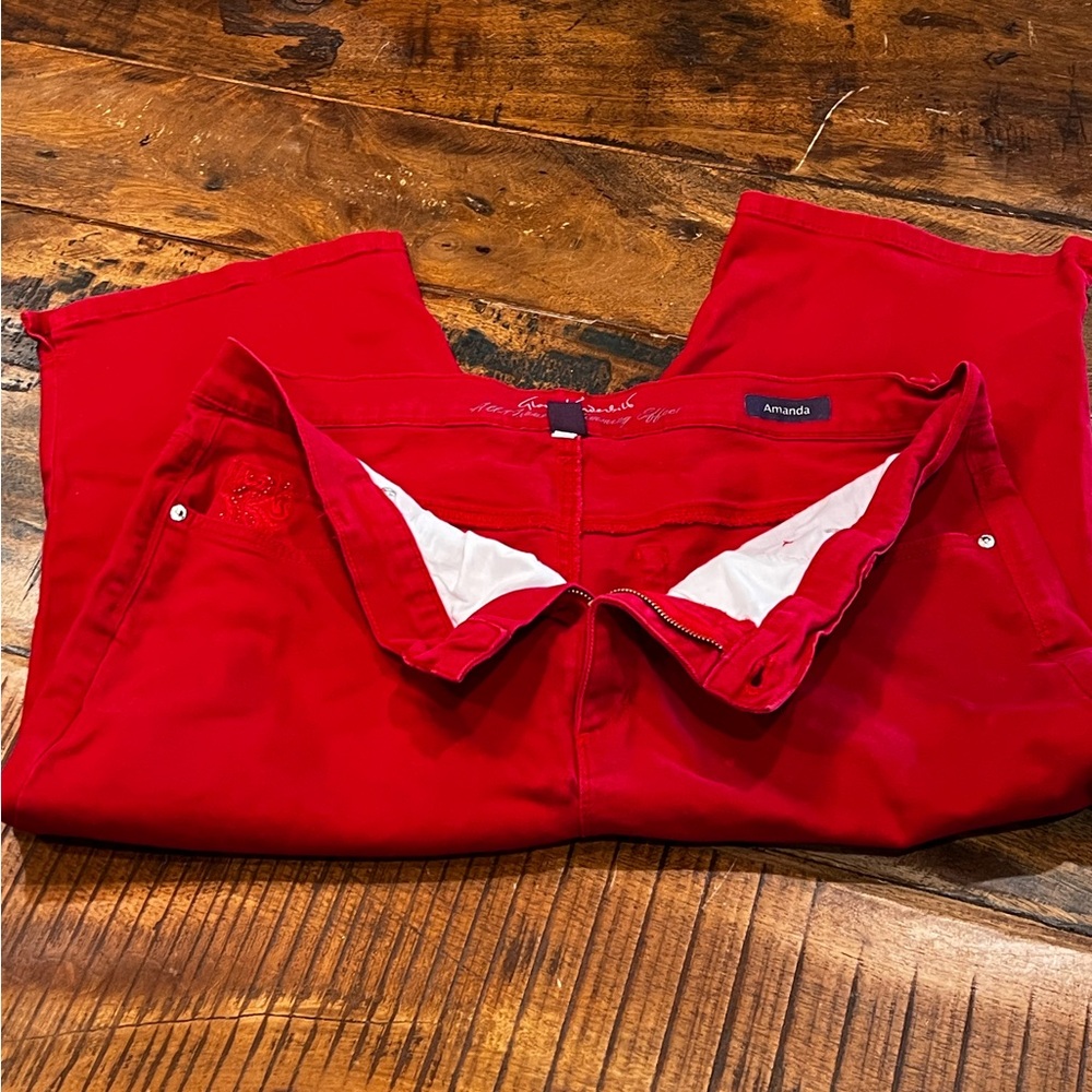 Gloria Vanderbilt Amanda classic fit red denim capris size 16W - Picture 11 of 13